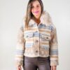 ABRIGO PIEL CUELLO BOTONES - LANA ESTAMPA