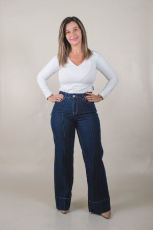 JEAN RECTO SÚPER ELASTIZADO RUEDO ANCHO - Denim Blue 1 JEAN RECTO SÚPER ELASTIZADO RUEDO ANCHO (PALAZZO)