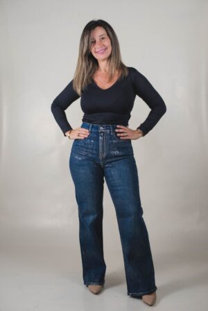 JEANS RECTO ELASTIZADO LAMÉ PLATA Denim Blue 1 JEAN RECTO ELASTIZADO LAMÉ PLATA