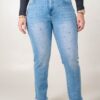 JEAN RECTO SÚPER ELASTIZADO RUEDO DESFLECADO CON APLIQUES STRASS