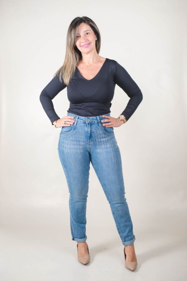 JEAN REGULAR EXTRA LYCRA CON DIAMANTINI