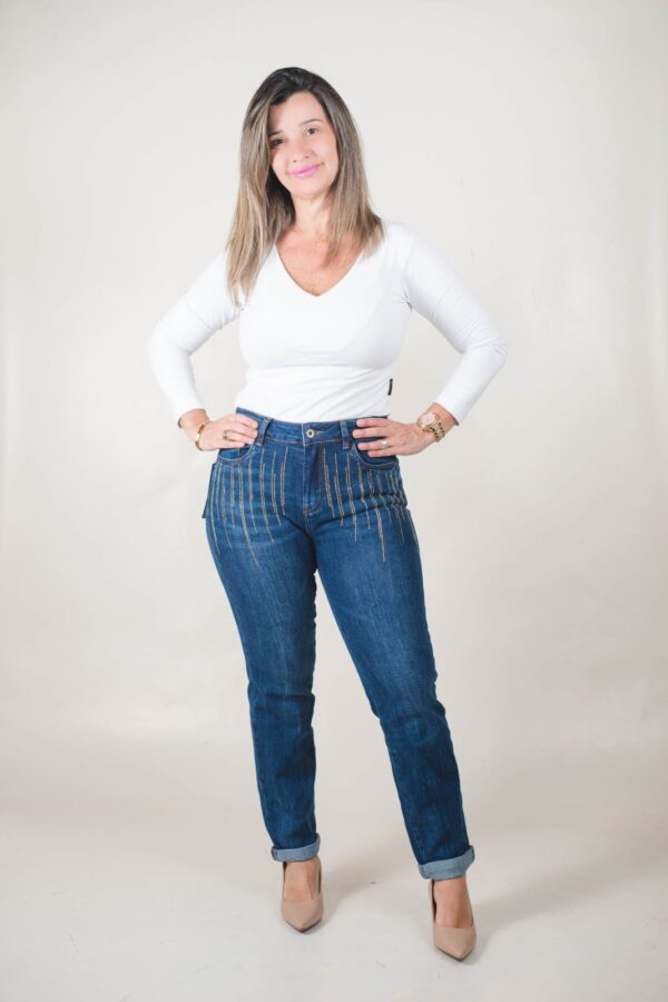 JEAN REGULAR GOLD SÚPER ELASTIZADO CON STRASS ORO