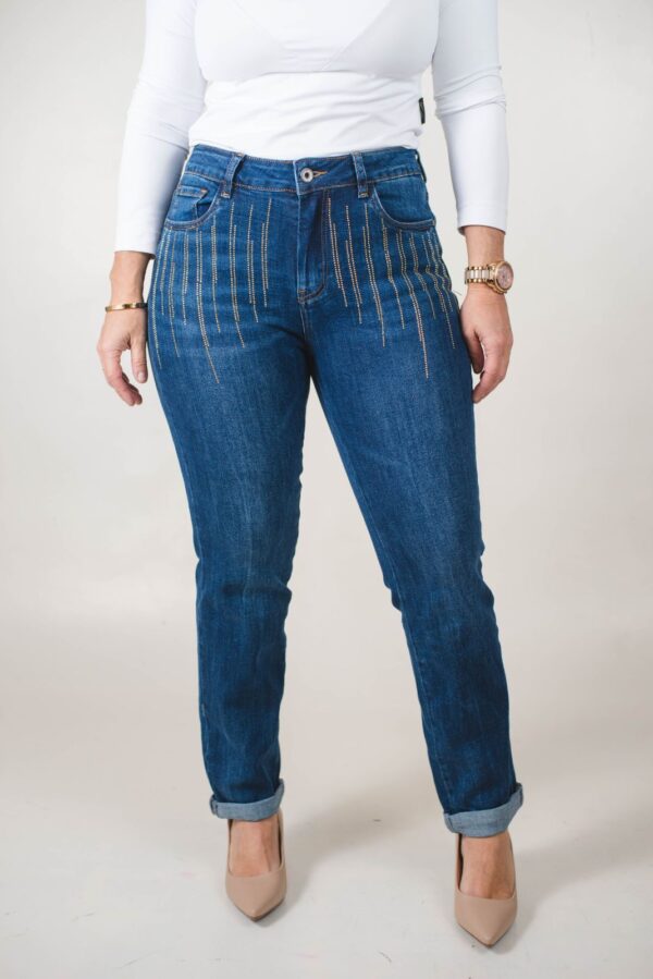 JEAN REGULAR GOLD SÚPER ELASTIZADO CON STRASS ORO