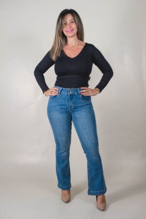 JEANS SEMI OXFORD SÚPER ELASTIZADO BOBLE BOTON Denim Medio 1 JEAN SEMI OXFORD SÚPER ELASTIZADO DOBLE BOTÓN