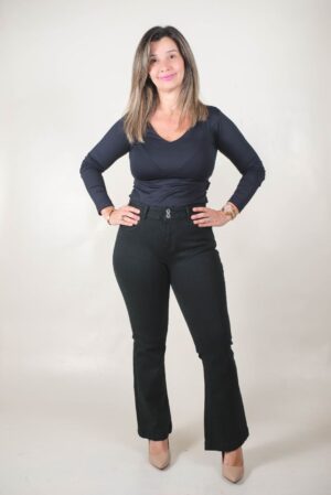 JEANS SEMI OXFORD SÚPER ELASTIZADO BOBLE BOTON Denim Negro 1 JEAN SEMI OXFORD SÚPER ELASTIZADO DOBLE BOTÓN