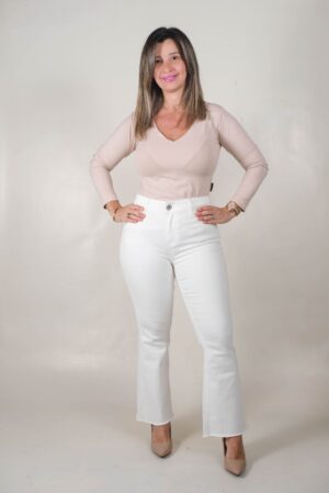 JEANS SEMI OXFORD SÚPER ELASTIZADO RUEDO DESFLECADO Denim Blanco 1 JEAN SEMI OXFORD SÚPER ELASTIZADO RUEDO DESFLECADO