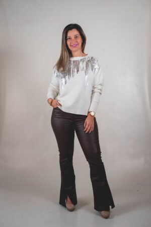 SWEATER STELLA TEJIDO ESTRA SUAVE PREMIUM (DETALLE PLATA) - Manteca 1 SWEATER STELLA TEJIDO EXTRA SUAVE PREMIUM (DETALLE PLATA)