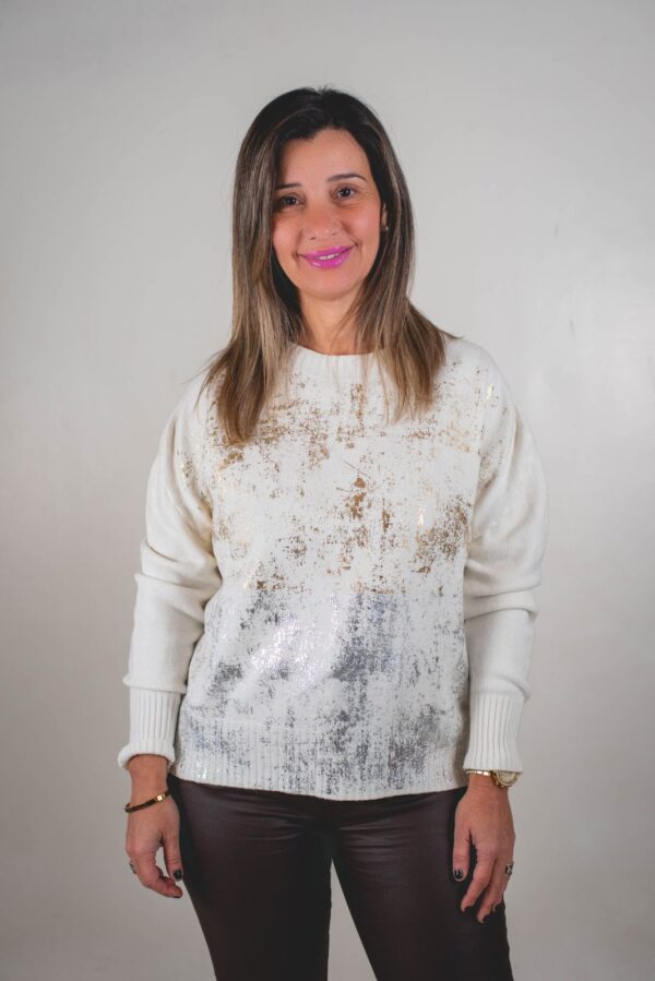 SWTSF001 - 2 SWEATER SOFIA TEJIDO EXTRA SUAVE PREMIUM (DETALLE PLATA Y ORO)